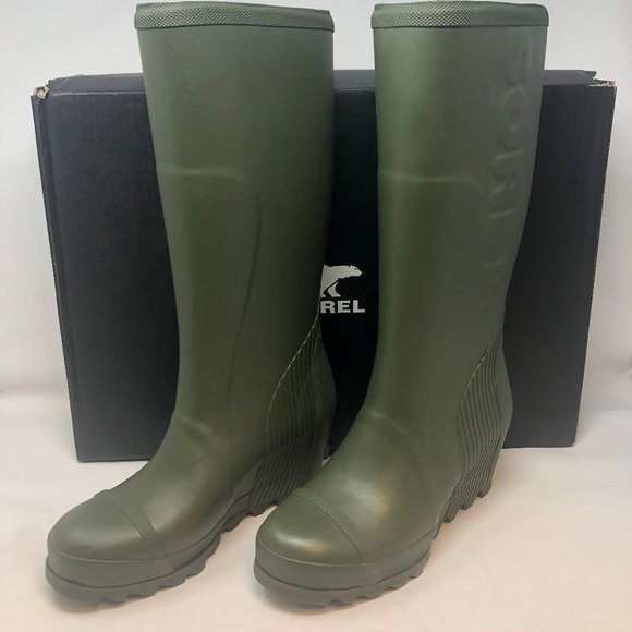 Sorel Shoes - Sorel Womens Joan Rain Wedge Tall Felt-Nori- NIB!!